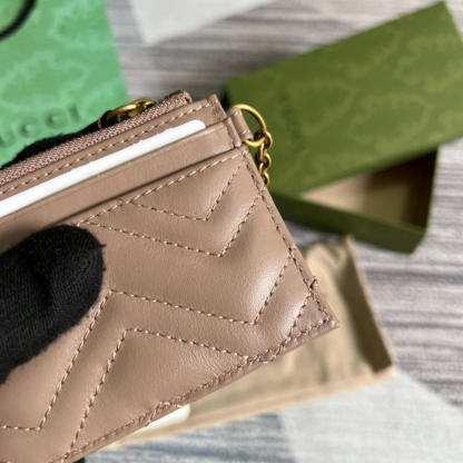 GG 627064 Marmont wallet 10cm Milk tea color Canvas