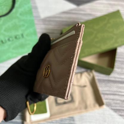 GG 627064 Marmont wallet 10cm Milk tea color Canvas