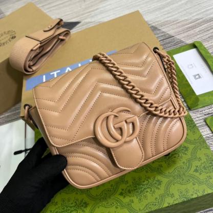 GG 739681 Marmont shoulder bag 18cm rose beige Leather