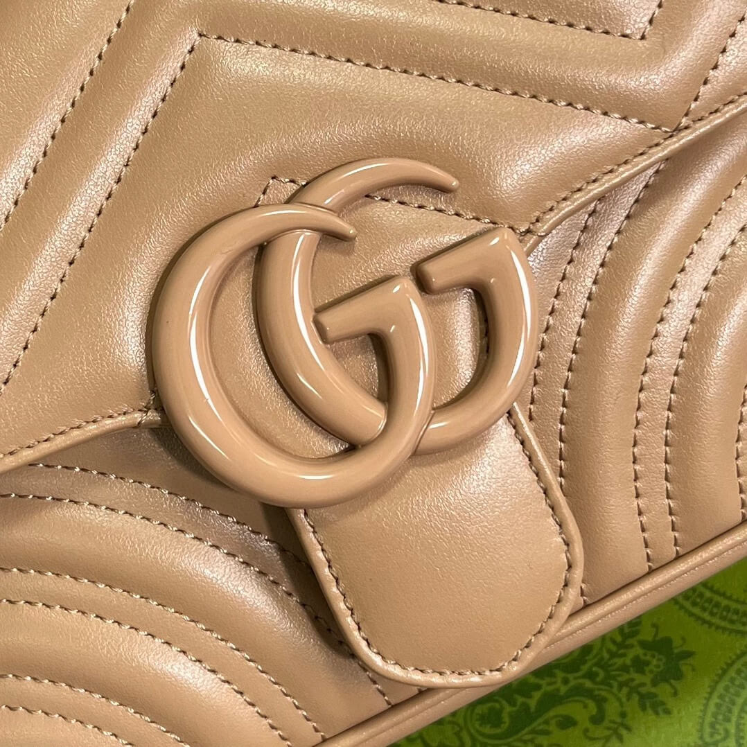 GG 739681 Marmont shoulder bag 18cm rose beige Leather