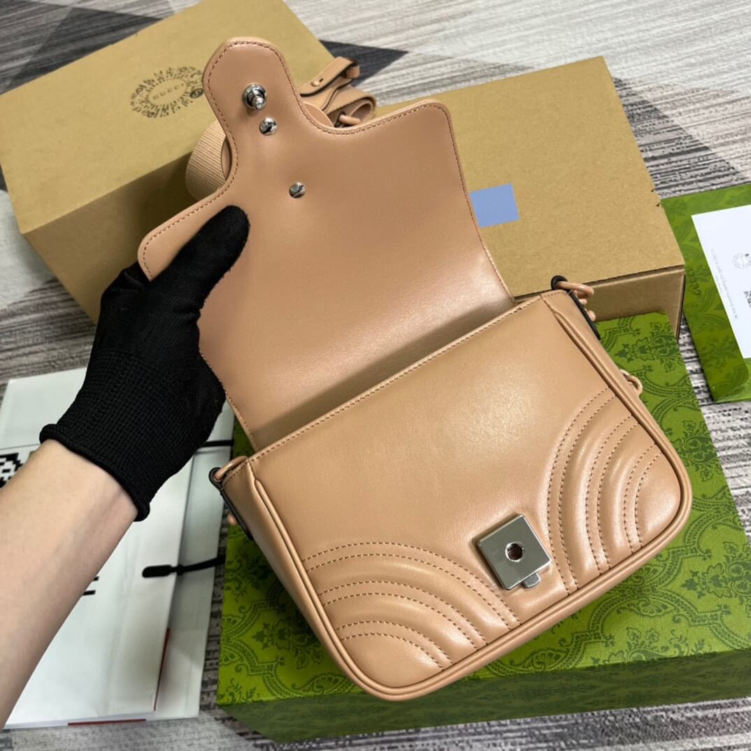 GG 739681 Marmont shoulder bag 18cm rose beige Leather