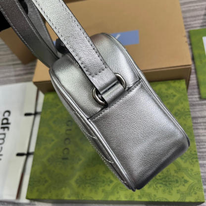 GG 742360 Blondie shoulder bag 21cm Silver leather Free shipping