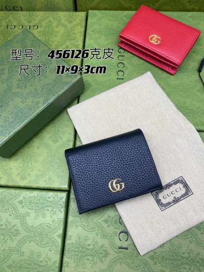 GC 456126 GG Pure cowhide wallet black short design