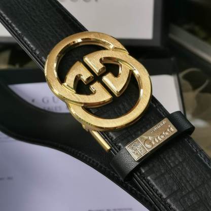 GC BELT Cowhide leather black gold buckle wide 3.5cm Automatic buckle