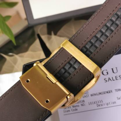 GC BELT Cowhide leather black gold buckle wide 3.5cm Automatic buckle