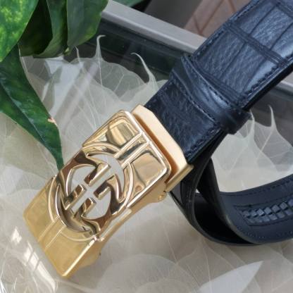 GC BELT Cowhide leather black gold buckle wide 3.5cm Automatic buckle