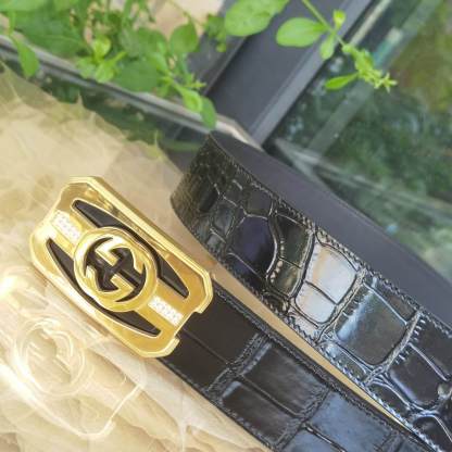 GC BELT Cowhide leather black gold buckle wide 3.8cm Popular belt