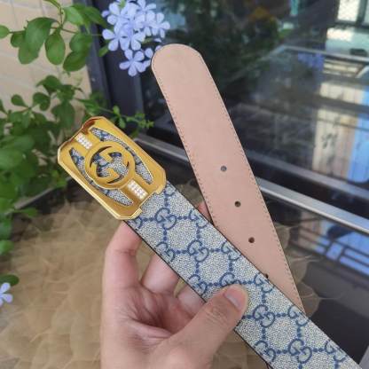 GC BELT Cowhide leather white gold buckle wide 3.8cm Popular belt