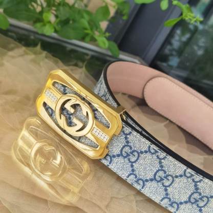 GC BELT Cowhide leather white gold buckle wide 3.8cm Popular belt