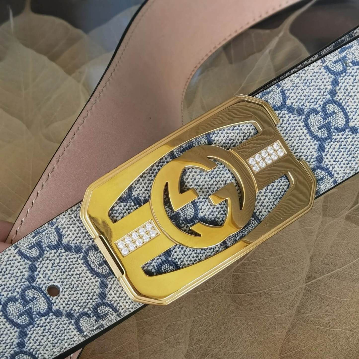 GC BELT Cowhide leather white gold buckle wide 3.8cm Popular belt