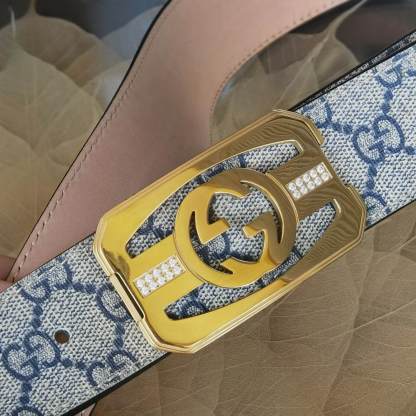GC BELT Cowhide leather white gold buckle wide 3.8cm Popular belt