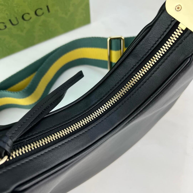 Black Leather Attache large Shoulder Bag 699409