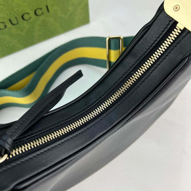 Black Leather Attache large Shoulder Bag 699409