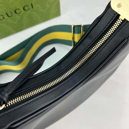 Black Leather Attache large Shoulder Bag 699409