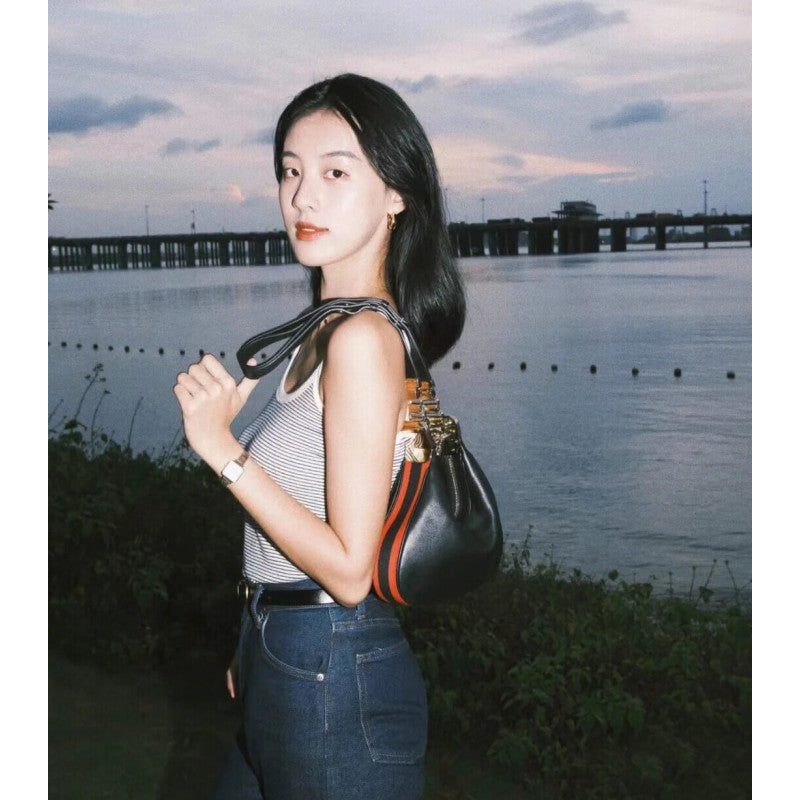 Black Leather Attache large Shoulder Bag 699409