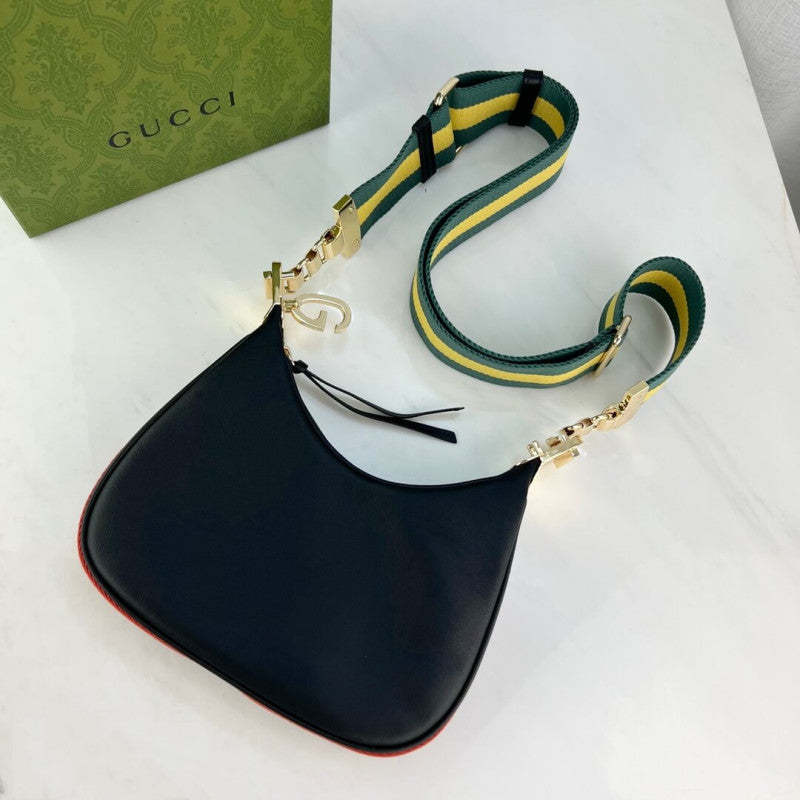 Black Leather Attache large Shoulder Bag 699409