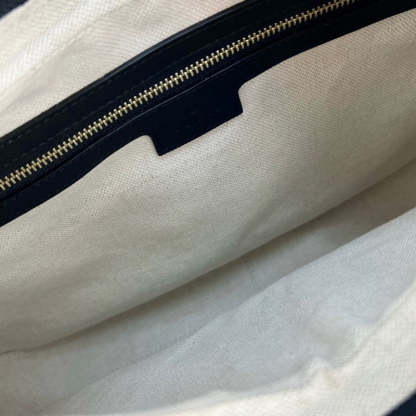 Black Leather Attache Medium Shoulder Bag 702823