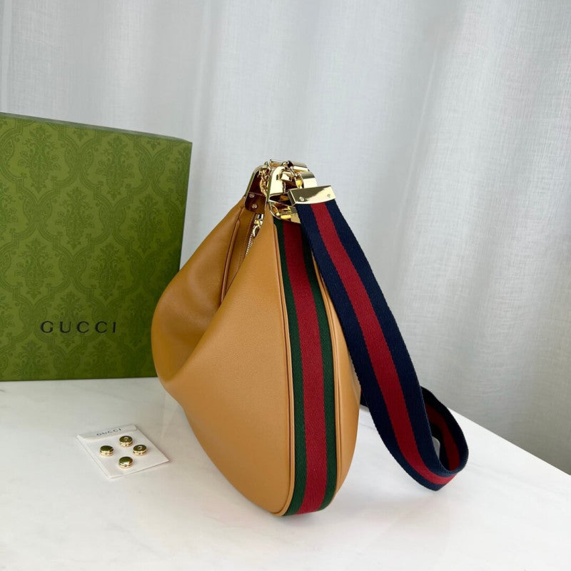 Brown Leather Attache Medium Shoulder Bag 702823