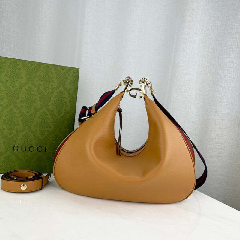 Brown Leather Attache Medium Shoulder Bag 702823