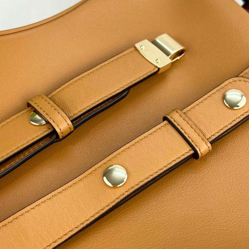 Brown Leather Attache Medium Shoulder Bag 702823