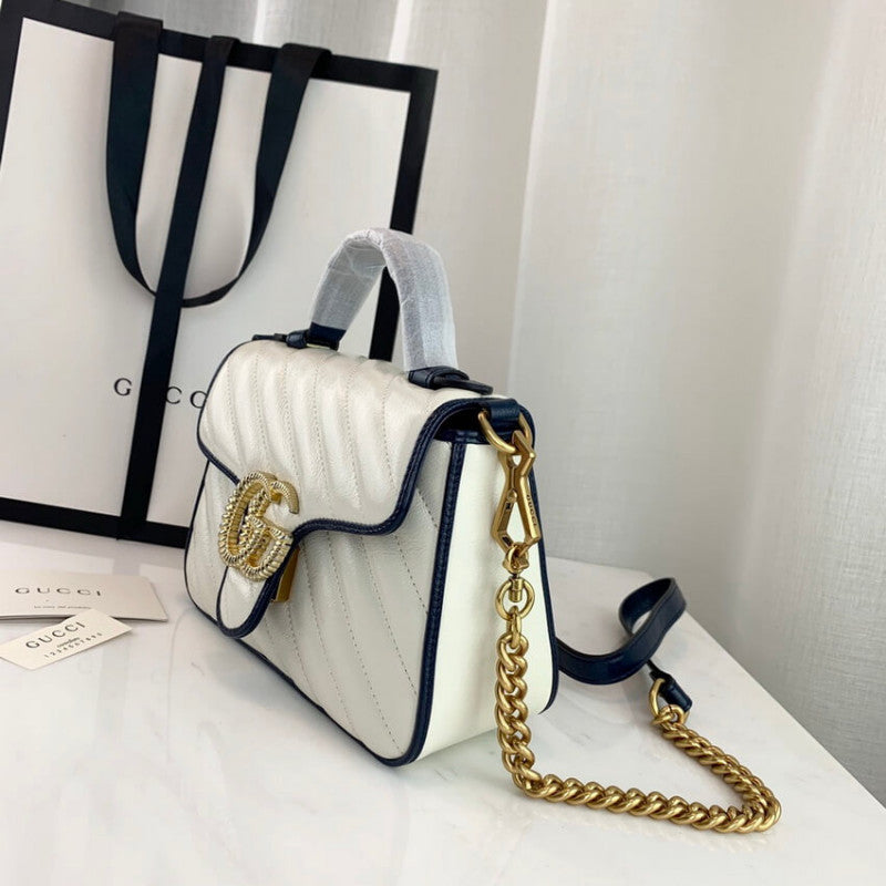 GG Marmont Mini Top Handle Bag 583571 White