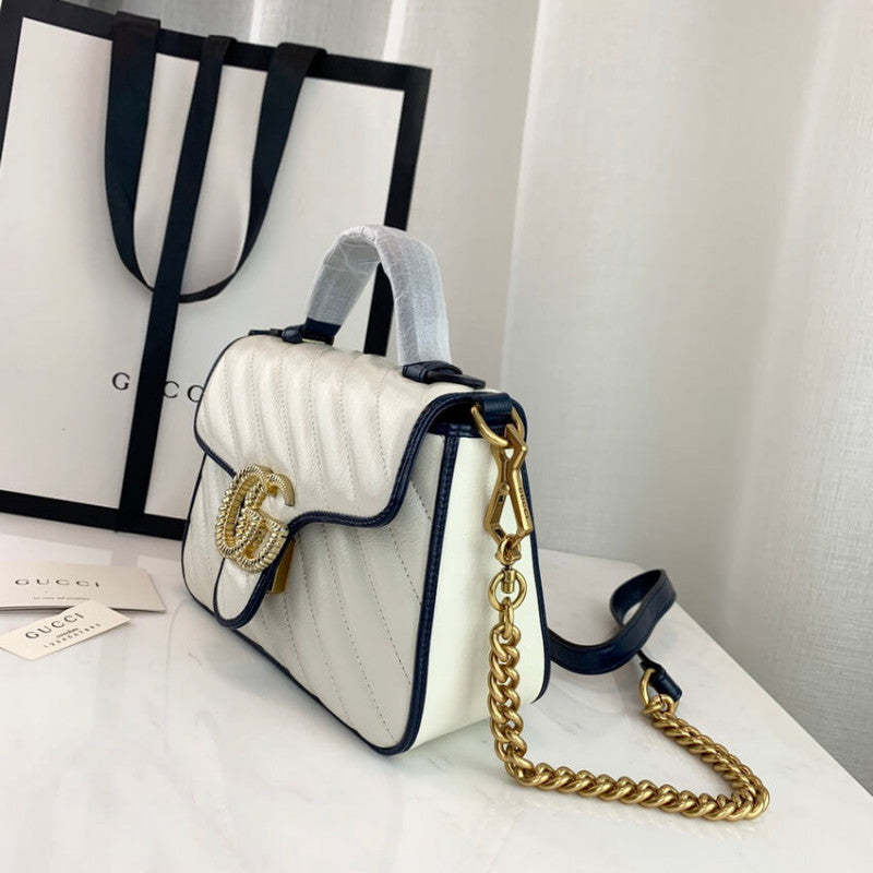 GG Marmont Mini Top Handle Bag 583571 White