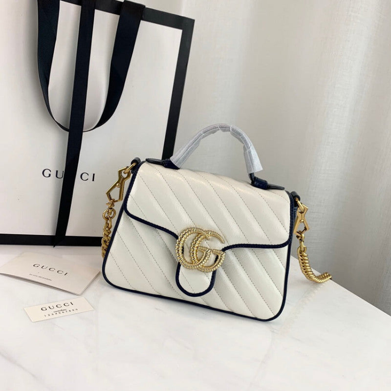 GG Marmont Mini Top Handle Bag 583571 White