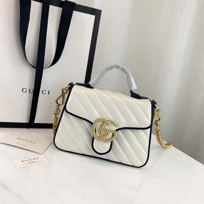 GG Marmont Mini Top Handle Bag 583571 White