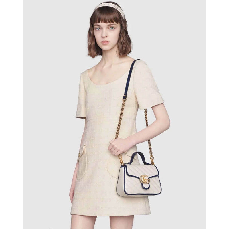 GG Marmont Mini Top Handle Bag 583571 White