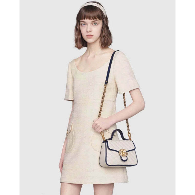 GG Marmont Mini Top Handle Bag 583571 White