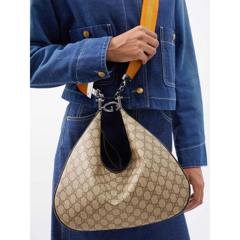 GG Supreme Attache Medium Shoulder Bag 702823 Coffee