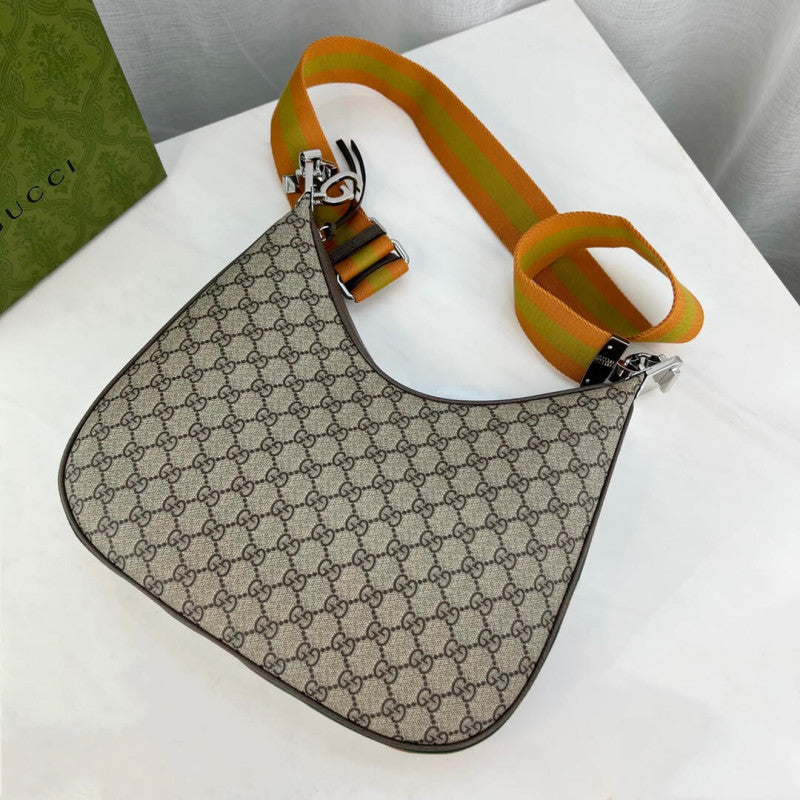 GG Supreme Attache Medium Shoulder Bag 702823 Coffee