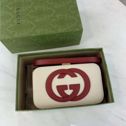 Interlocking G Mini Bag in White Leather 658230