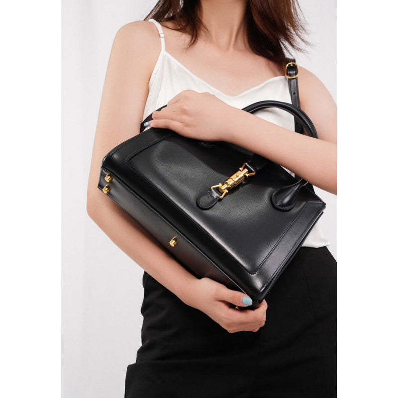 Jackie 1961 Medium Tote Bag in Black Leather 649016