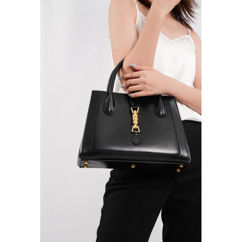 Jackie 1961 Medium Tote Bag in Black Leather 649016
