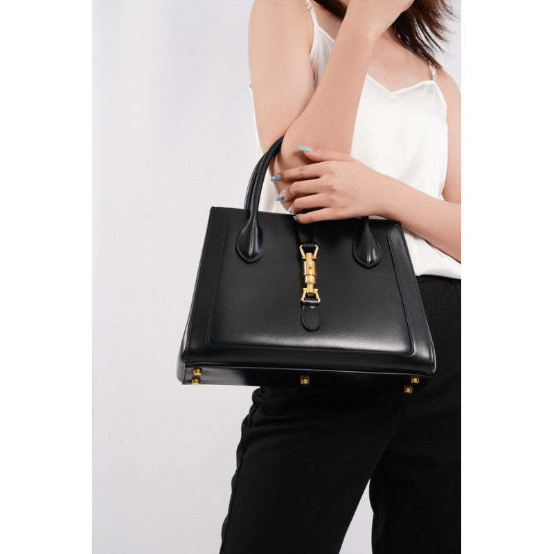 Jackie 1961 Medium Tote Bag in Black Leather 649016