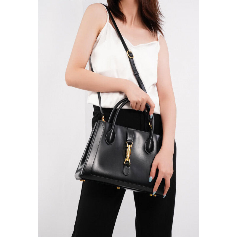 Jackie 1961 Medium Tote Bag in Black Leather 649016