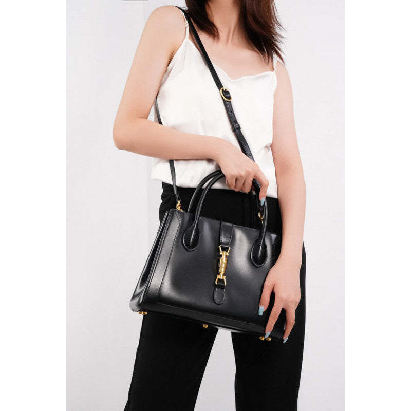 Jackie 1961 Medium Tote Bag in Black Leather 649016