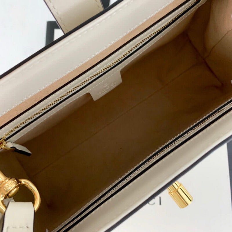 Jackie 1961 Medium Tote Bag in White Leather 649016