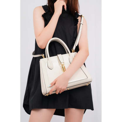 Jackie 1961 Medium Tote Bag in White Leather 649016