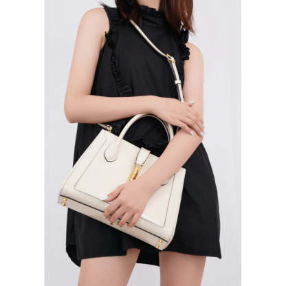 Jackie 1961 Medium Tote Bag in White Leather 649016