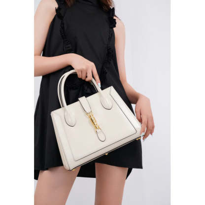 Jackie 1961 Medium Tote Bag in White Leather 649016