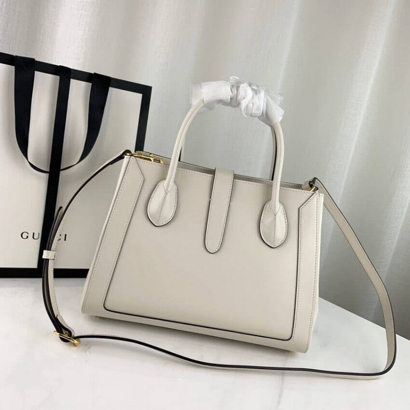 Jackie 1961 Medium Tote Bag in White Leather 649016
