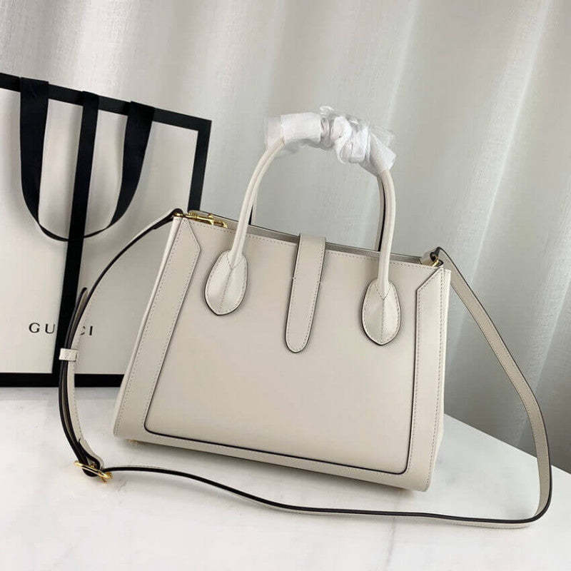 Jackie 1961 Medium Tote Bag in White Leather 649016