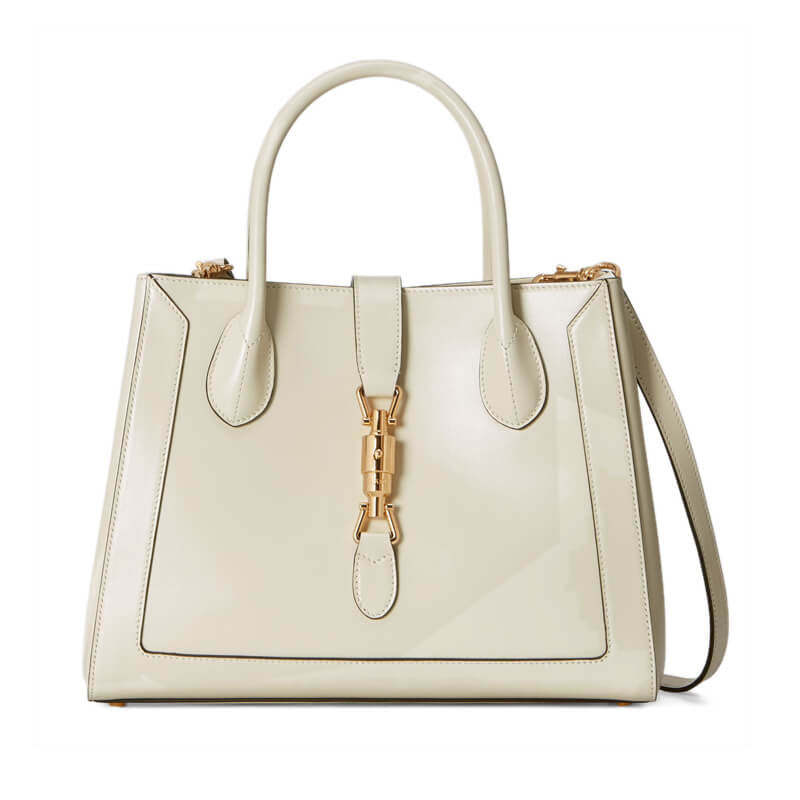 Jackie 1961 Medium Tote Bag in White Leather 649016