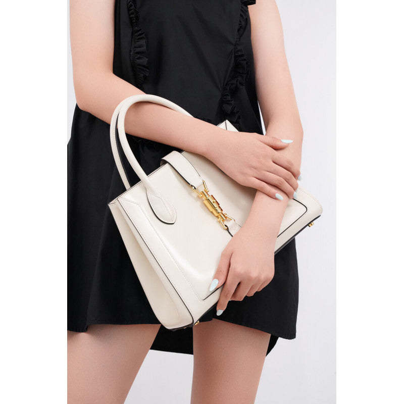 Jackie 1961 Medium Tote Bag in White Leather 649016