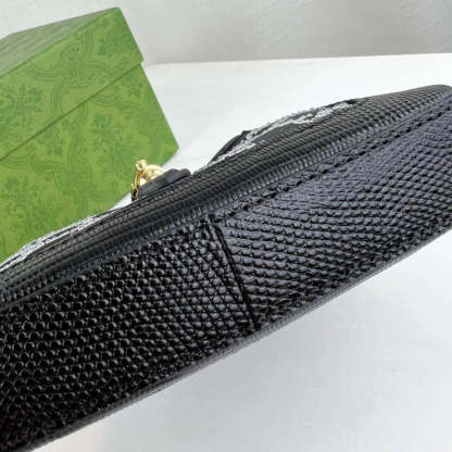 Jackie 1961 Mini Crystal GG Lizard Bag 677027 Black