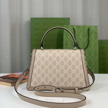 large Dionysus Top Handle Bag 739496 Oatmeal Leather Trim