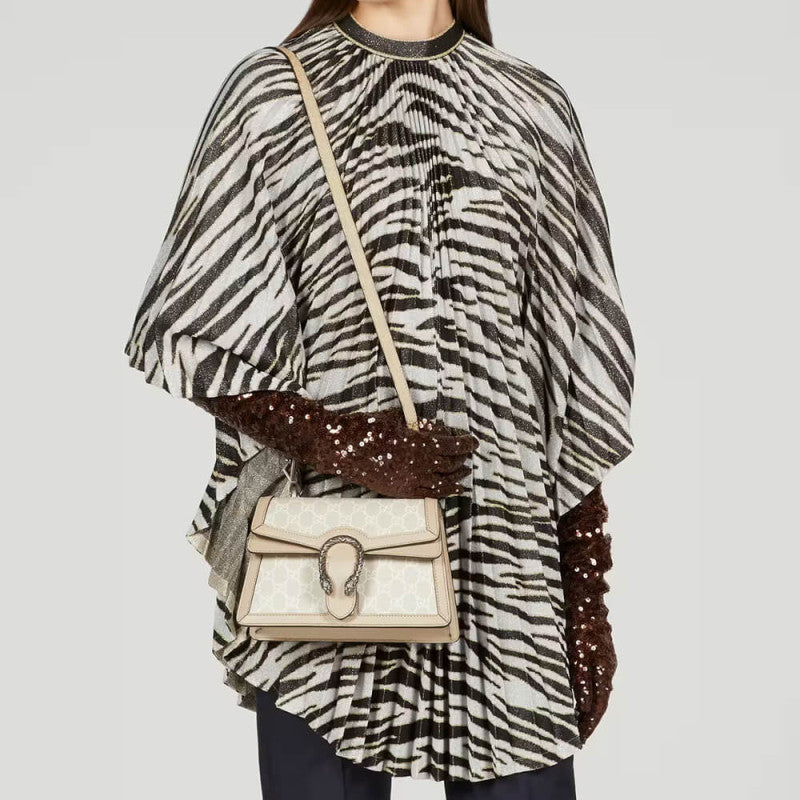 large Dionysus Top Handle Bag 739496 Oatmeal Leather Trim