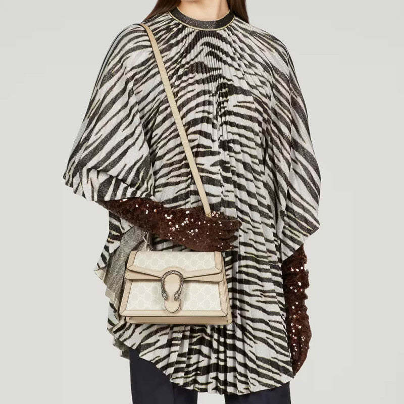 large Dionysus Top Handle Bag 739496 Oatmeal Leather Trim